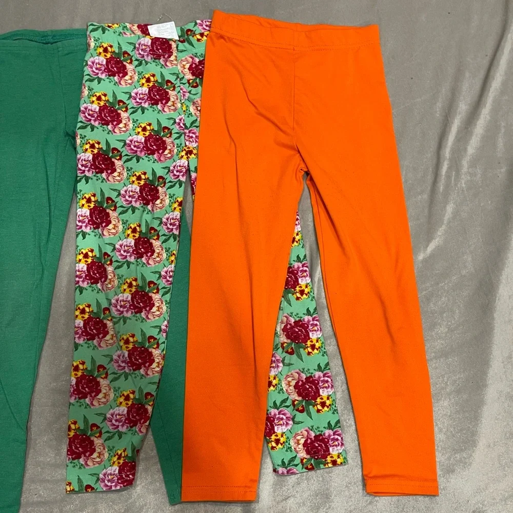 STATE Kids Leggings Set in Green, Floral Red, and Orange - Picture 4 of 9